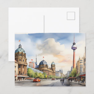 Berlin watercolor art postcard