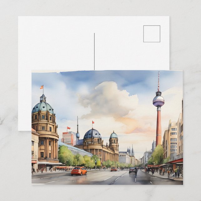 Berlin watercolor art postcard (Front/Back)