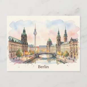 Berlin watercolor art postcard