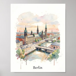 Berlin watercolor art poster