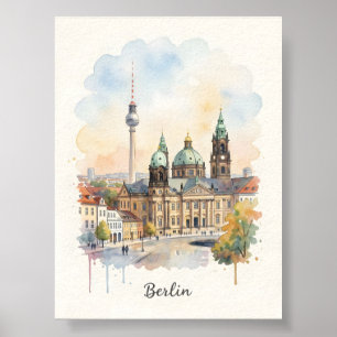 Berlin watercolor art poster
