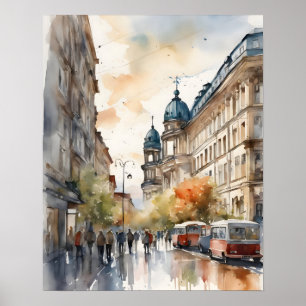 Berlin watercolor art poster