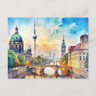 Berlin  Watercolor Painting Postcard