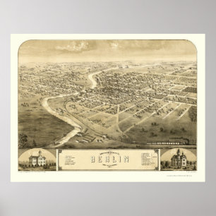 Berlin, WI Panoramic Map - 1867 Poster
