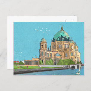 Berliner Dom Germany Whimsical Illustration Postcard