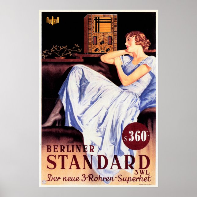 BERLINER STANDARD Radio Advert Austrian Vintage Poster (Front)