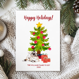 Berman Cat Family Christmas  Holiday Card