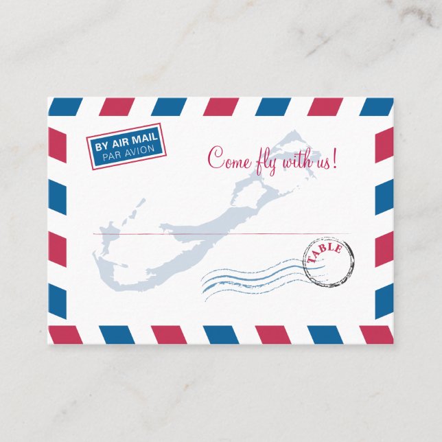 Bermuda Air Mail Escort/Seating Card Wedding (Front)