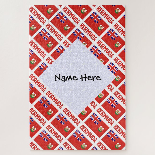 Bermuda and Bermudian Flag Tiled Personalized  Jigsaw Puzzle (Vertical)