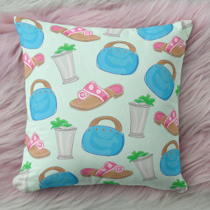 Bermuda Bag Sandals Mint Julep Throw Pillow