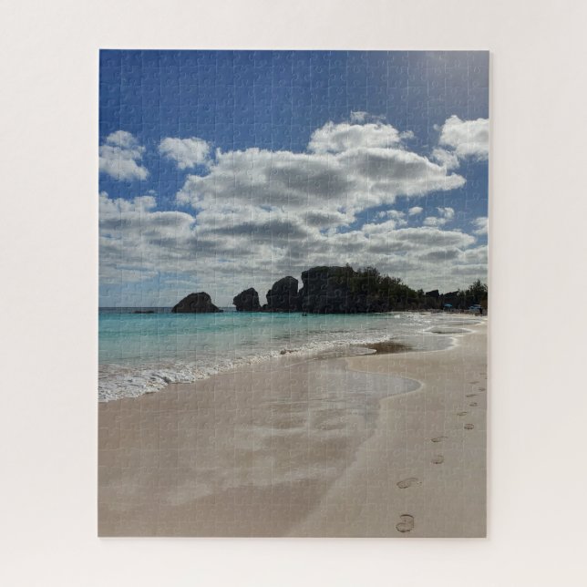 Bermuda Beach Footprints Turquoise Ocean Jigsaw Puzzle (Vertical)