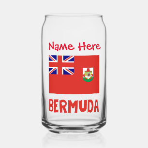 Bermuda Bermudia Flag Red Personalised Name Can Glass