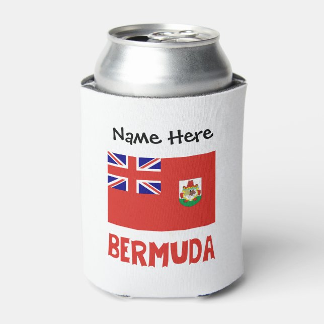 Bermuda Bermudian Flag Personalized Name Can Cooler (Can Front)