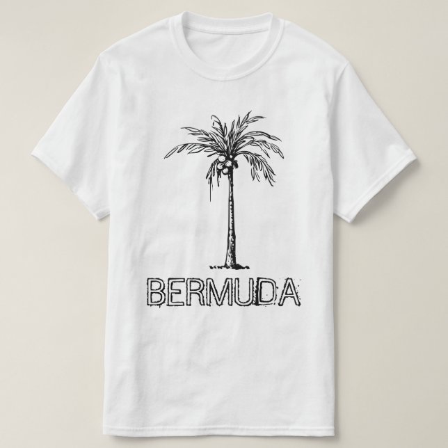 Bermuda coconut tree black & white design T-Shirt (Design Front)