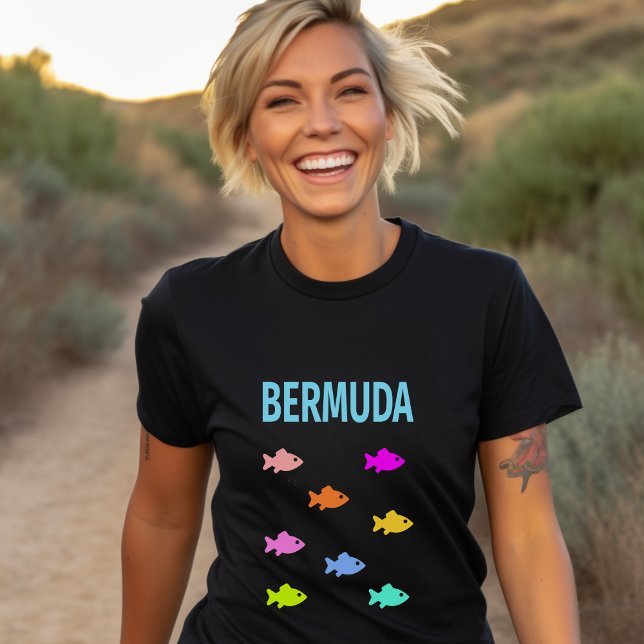 Bermuda Colourful Fish School Dark Colour T-Shirt (Creator Uploaded)