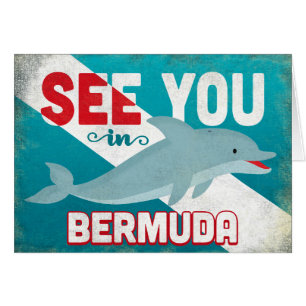Bermuda Dolphin - Retro Vintage Travel