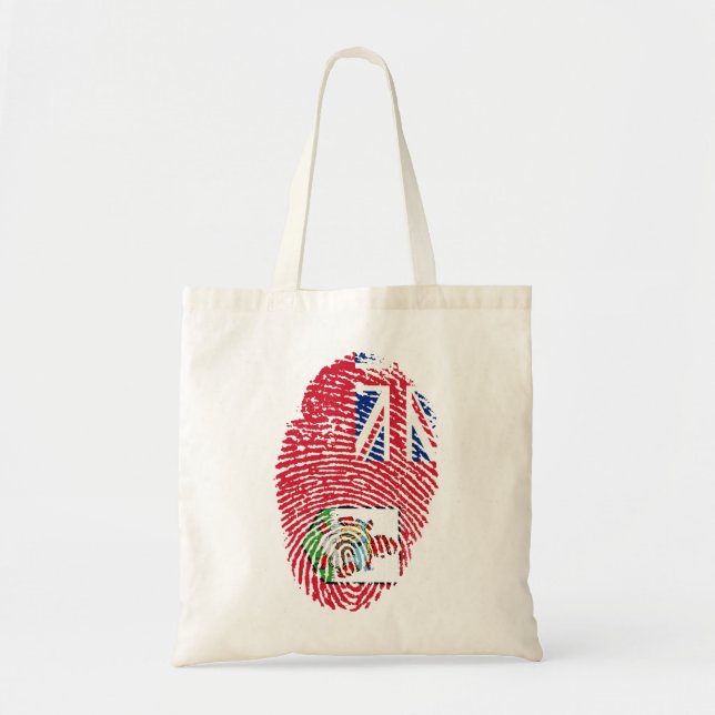 Bermuda Flag Fingerprint Country Pride Tote Bag (Front)
