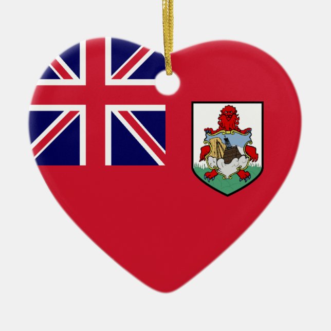 Bermuda Flag Heart Ceramic Ornament (Front)