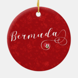 Bermuda Flag In A Heart Ceramic Ornament