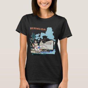 Bermuda Harbour Sailboat Blue Vintage Travel T-Shirt