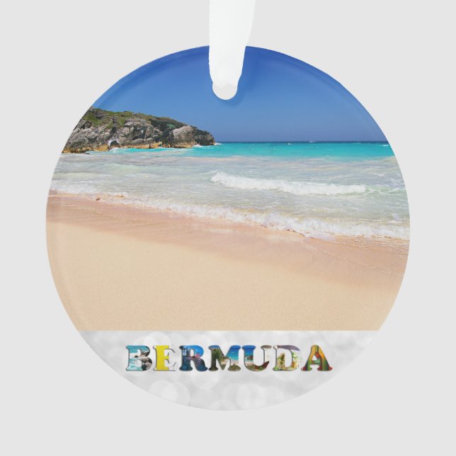 Bermuda Horseshoe Bay Pink Sand Beach Christmas Ornament (Front)