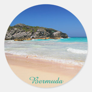 Bermuda Horseshoe Bay Pink Sand Beach Classic Round Sticker