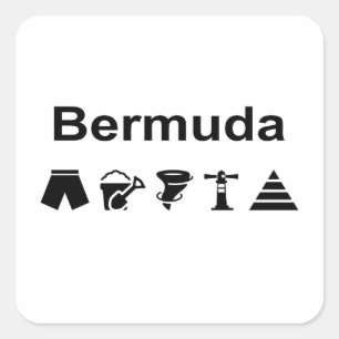 Bermuda Icons Monotone Light-Colour Square Sticker
