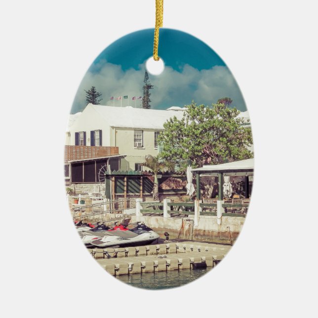 Bermuda Jet ski Ceramic Tree Decoration (Front)