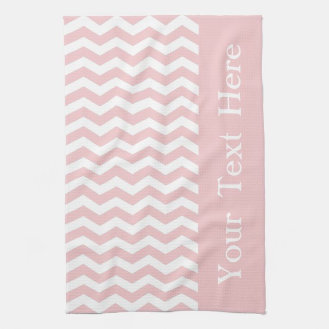 Bermuda Pink Wave Chevron customisable Tea Towel (Vertical)