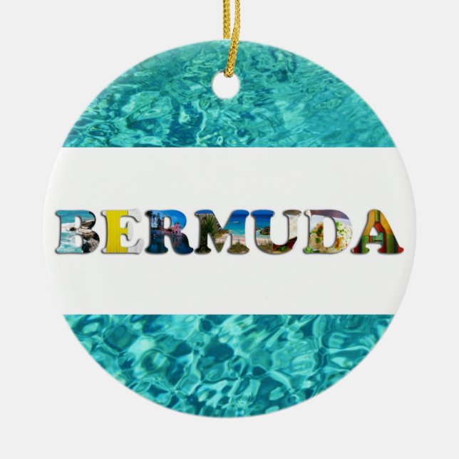 Bermuda Tropical Beach Blue Ocean Christmas Ceramic Ornament (Front)