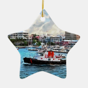 Bermuda - Tugboat Going Into Hamilton Harbour Ceramic Tree Decoration