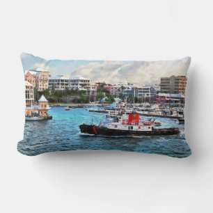 Bermuda - Tugboat Going Into Hamilton Harbour Lumbar Cushion