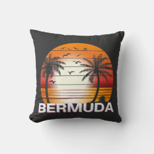 Bermuda Vintage Palm Trees Summer Beach Cushion