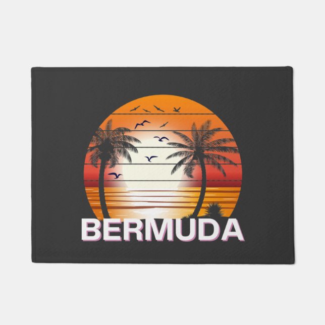 Bermuda Vintage Palm Trees Summer Beach Doormat (Front)