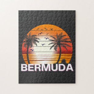 Bermuda Vintage Palm Trees Summer Beach Jigsaw Puzzle