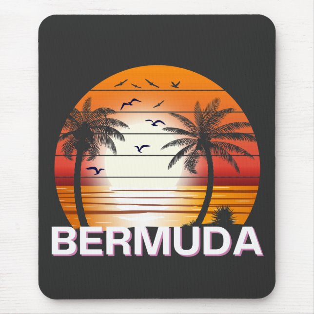 Bermuda Vintage Palm Trees Summer Beach Mouse Pad (Front)