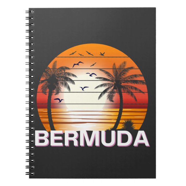 Bermuda Vintage Palm Trees Summer Beach Notebook (Front)