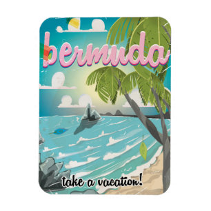 Bermuda vintage travel poster cartoon magnet