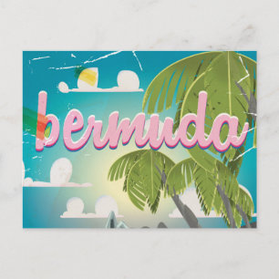 Bermuda vintage travel poster cartoon postcard