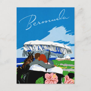 Bermuda Vintage Travel Poster Restored Postcard