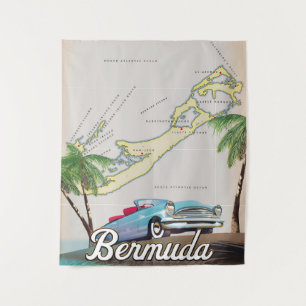 Bermuda vintage travel poster tapestry