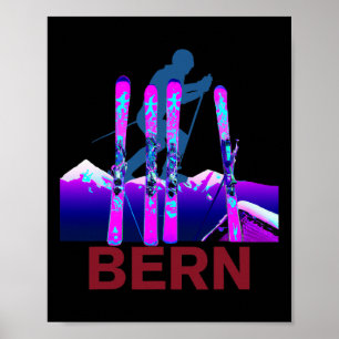 Bern Skiing And Snowboarding Retro 90s Bern Ski  Poster