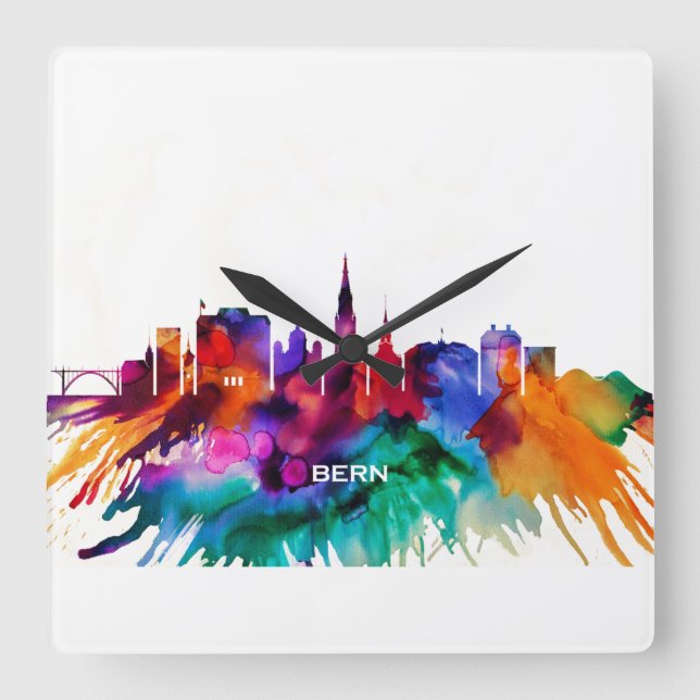 Bern Skyline Square Wall Clock (Front)