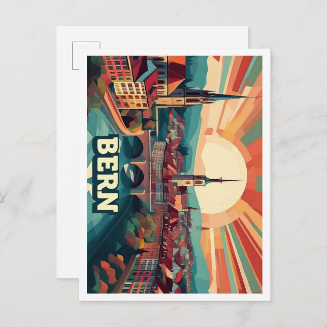 Bern Switzerland artistic colourful Postcard (Front/Back)