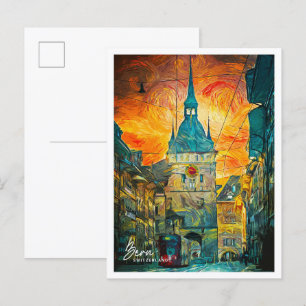 Bern Switzerland Beautiful Oil Paint Landscape Postcard