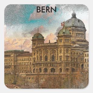 Bern, Switzerland Europe City View Square Sticker
