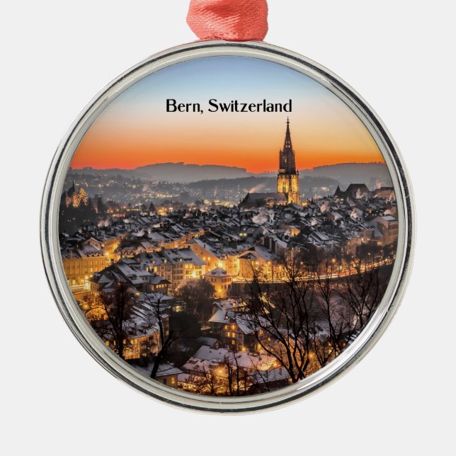 Bern, Switzerland panoramic view Metal Ornament (Front)