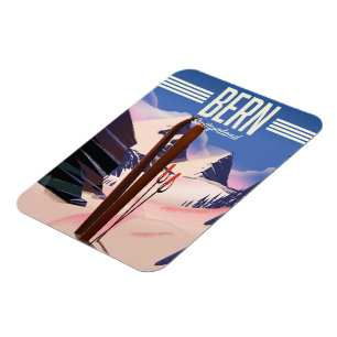Bern switzerland ski poster magnet