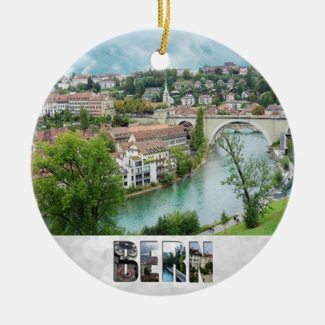Bern Switzerland Swiss Photo Aare River Ceramic Ornament (Front)