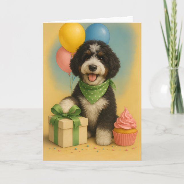Bernadoodle Birthday Card (Front)